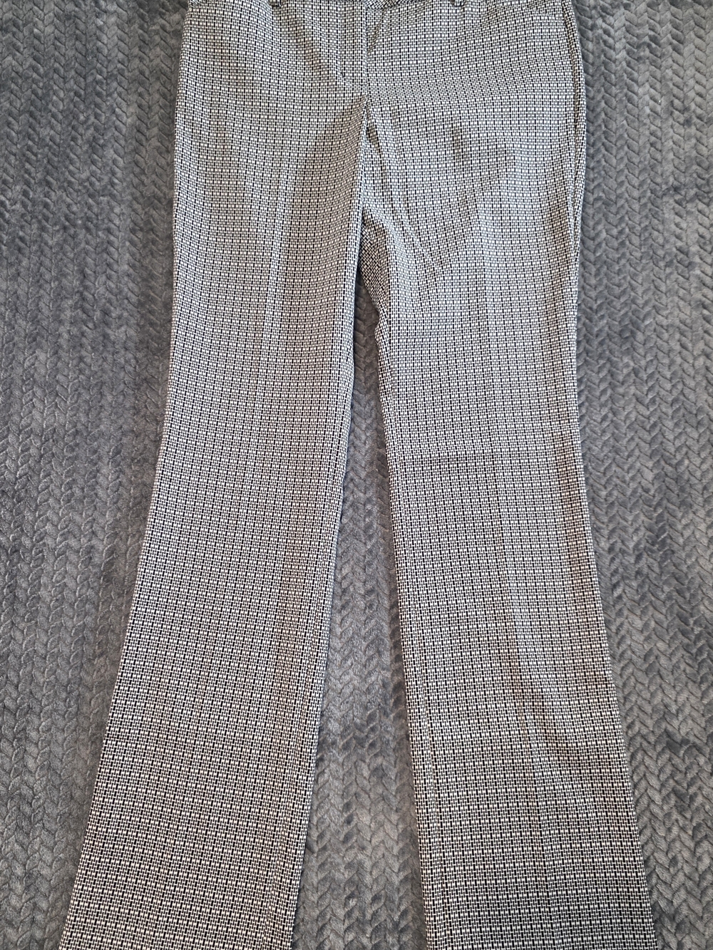 Express Women’s Boot Cut Pants in Black and White Micro-Print